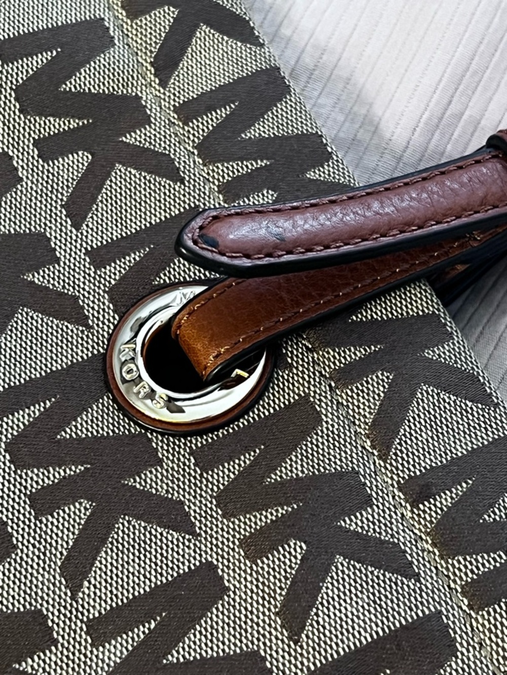 Michael Kors Brown MK Signature Tote with Leather Straps - Picture 12 of 12